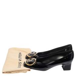 Pre Owned حذاء كعب عالي لوي فيتون مادلين جلد لامع أسود مقاس 38