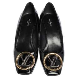 Pre Owned حذاء كعب عالي لوي فيتون مادلين جلد لامع أسود مقاس 38