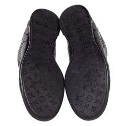 Pre Owned حذاء رياضي لوي فيتون جلد أسود مزخرف بعنق مرتفع مقاس 39