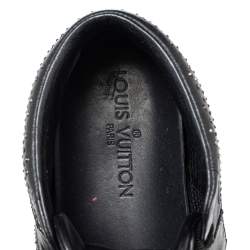 Pre Owned حذاء رياضي لوي فيتون جلد أسود مزخرف بعنق مرتفع مقاس 39