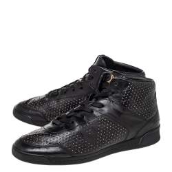 Pre Owned حذاء رياضي لوي فيتون جلد أسود مزخرف بعنق مرتفع مقاس 39