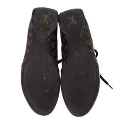 مملوكة مسبقًا حذاء رياضي لوي فيتون كانفاس مين لين مونوغرامي وجلد بني بعنق منخفض مقاس 39