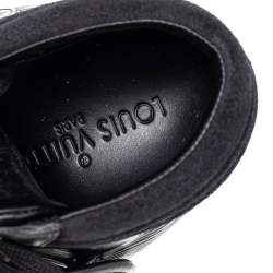 Pre Owned حذاء رياضي لوي فيتون سويدي وجلد إيبي أسود بكعب روكي مقاس 36