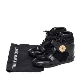 Pre Owned حذاء رياضي لوي فيتون سويدي وجلد إيبي أسود بكعب روكي مقاس 36