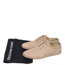 مملوكة مسبقًا Louis Vuitton Beige Petit Damier Suede Espadrille Oxford Sneakers Size 38.5