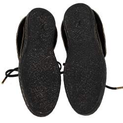 Pre Owned  Louis Vuitton Black Suede Monogram Collar Espadrille Sneakers Size 37