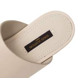 Pre Owned Louis Vuitton Off White Leather Embellished Thong Flats Size 37