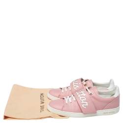 Pre Owned Louis Vuitton Pink/White Leather Logo Frontrow Sneakers Size 41