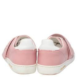 Pre Owned Louis Vuitton Pink/White Leather Logo Frontrow Sneakers Size 41