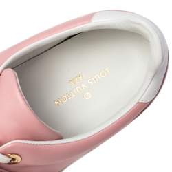Pre Owned Louis Vuitton Pink/White Leather Logo Frontrow Sneakers Size 41
