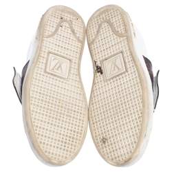 Louis Vuitton White Leather and Monogram Coated Canvas Frontrow Sneakers Size 35