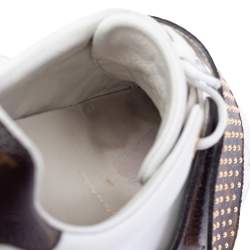 Louis Vuitton White Leather and Monogram Coated Canvas Frontrow Sneakers Size 35