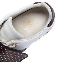 Louis Vuitton White Leather and Monogram Coated Canvas Frontrow Sneakers Size 35