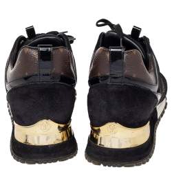 Louis Vuitton Black/Brown Mesh And Monogram Canvas Run Away Low Top Sneakers Size 39