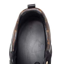 Louis Vuitton Black/Brown Mesh And Monogram Canvas Run Away Low Top Sneakers Size 39