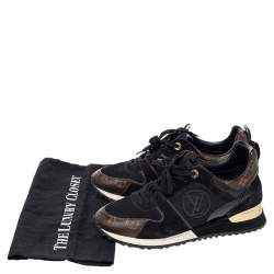 Louis Vuitton Black/Brown Mesh And Monogram Canvas Run Away Low Top Sneakers Size 39