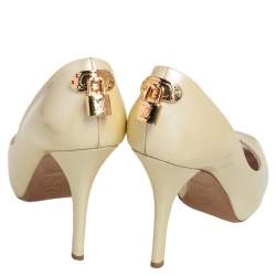 Pre Owned Louis Vuitton Cream Patent Leather Oh Really! Peep Toe Pumps Size 38