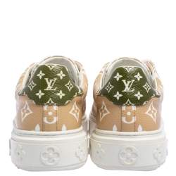 Pre Owned Louis Vuitton Beige/White Monogram Canvas Timeout Sneakers Size 39