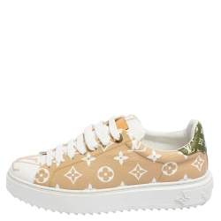 Louis Vuitton White/Brown Monogram Leather Time Out Sneakers Size 39