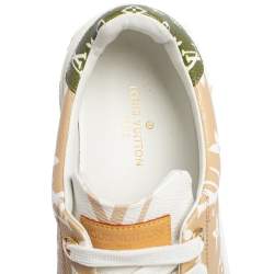 Pre Owned Louis Vuitton Beige/White Monogram Canvas Timeout Sneakers Size 39