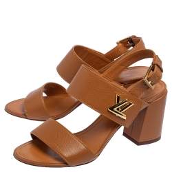 مملوكة مسبقًا Louis Vuitton Brown Leather Horizon Block Heel Sandals Size 40