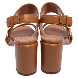 مملوكة مسبقًا Louis Vuitton Brown Leather Horizon Block Heel Sandals Size 40