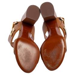 مملوكة مسبقًا Louis Vuitton Brown Leather Horizon Block Heel Sandals Size 40