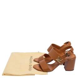 مملوكة مسبقًا Louis Vuitton Brown Leather Horizon Block Heel Sandals Size 40