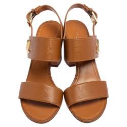 مملوكة مسبقًا Louis Vuitton Brown Leather Horizon Block Heel Sandals Size 40