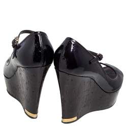 Pre Owned صندل لوي فيتون كعب روكي جلد فيرنيه مونوغرامي أسود مقاس 39