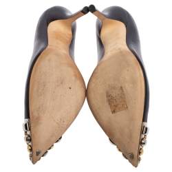 مملوكة مسبقًا Louis Vuitton Black Leather Bernice Pointed Toe Pumps Size 38.5