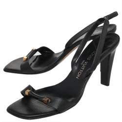 مملوكة مسبقًا صندل لوي فيتون فتحة كعب دايس جلد أسود مقاس 40