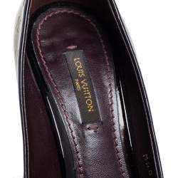 Pre Owned حذاء كعب عالي لوي فيتون نعل سميك مقدمة مفتوحة فيونكة جلد فيرنيه مونوغرامي أسود مقاس 36