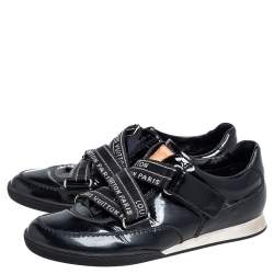 Pre Owned Louis Vuitton Black Patent Leather Velcro Sneakers Size 38