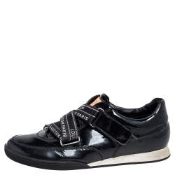 Pre Owned Louis Vuitton Black Patent Leather Velcro Sneakers Size 38