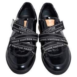 Pre Owned Louis Vuitton Black Patent Leather Velcro Sneakers Size 38