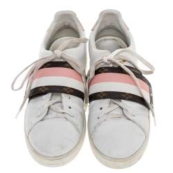 Pre Owned Louis Vuitton Tricolor Leather And Monogram Canvas Frontrow Low Top Sneakers Size 40