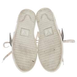 Pre Owned Louis Vuitton Tricolor Leather And Monogram Canvas Frontrow Low Top Sneakers Size 40