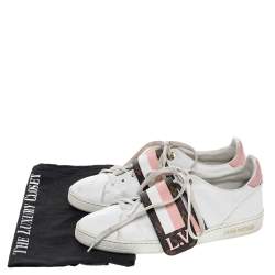 Pre Owned Louis Vuitton Tricolor Leather And Monogram Canvas Frontrow Low Top Sneakers Size 40