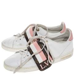 Pre Owned Louis Vuitton Tricolor Leather And Monogram Canvas Frontrow Low Top Sneakers Size 40
