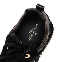 Pre Owned Louis Vuitton Black/Brown Mesh And Monogram Canvas Run Away Low Top Sneakers Size 36