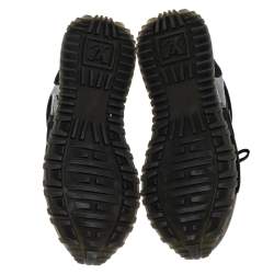 Pre Owned Louis Vuitton Black/Brown Mesh And Monogram Canvas Run Away Low Top Sneakers Size 36