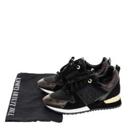 Pre Owned Louis Vuitton Black/Brown Mesh And Monogram Canvas Run Away Low Top Sneakers Size 36