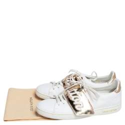 مملوكة مسبقًا Louis Vuitton White/Gold Leather Frontrow Low Top Sneakers Size 37.5