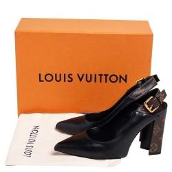 Pre Owned حذاء كعب عالي لوي فيتون ماتشماك جلد و كانفاس مقوى مونوغرامي و أسود مقاس 37.5