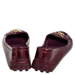 Pre Owned Louis Vuitton Burgundy Patent Leather Oxford Ballet Flats Size 36.5