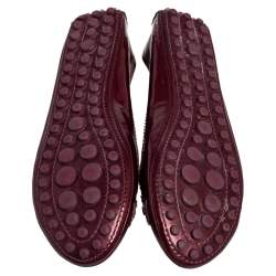 Pre Owned Louis Vuitton Burgundy Patent Leather Oxford Ballet Flats Size 36.5