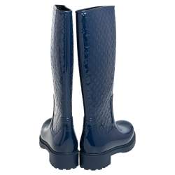 مملوكة مسبقًا Louis Vuitton Dark Blue Monogram Rubber Rain Boots Size 37