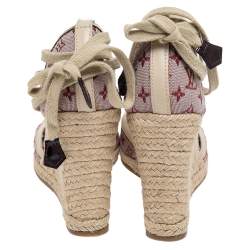 Pre Owned حذاء لوي فيتون ستار بورد إسبادريل كعب روكي حزام للكاحل كانفاس مونوغرامي وجلد وردي مقاس 38 