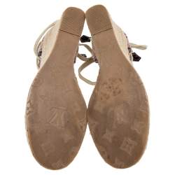 Pre Owned حذاء لوي فيتون ستار بورد إسبادريل كعب روكي حزام للكاحل كانفاس مونوغرامي وجلد وردي مقاس 38 